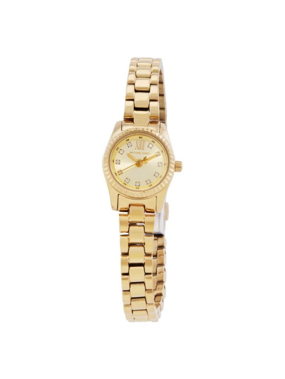 NWT Michael Kors Mini Lexington Quartz Crystal Gold Dial Ladies Watch